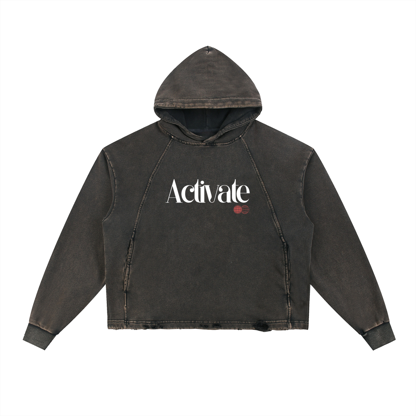 Vintage Washed Frayed-Hem Hoodie