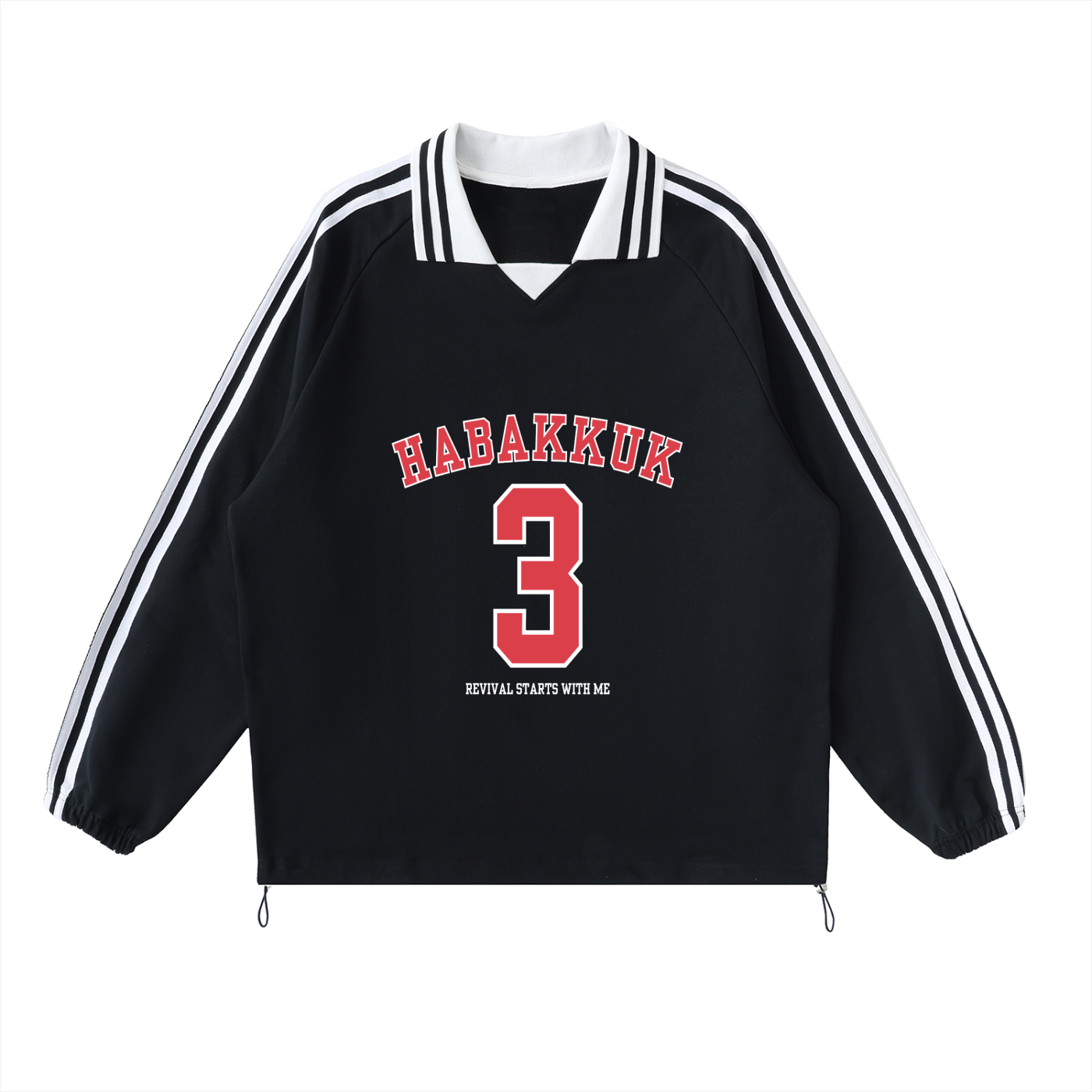 Contrast Striped Lapel Collar Sweatshirt