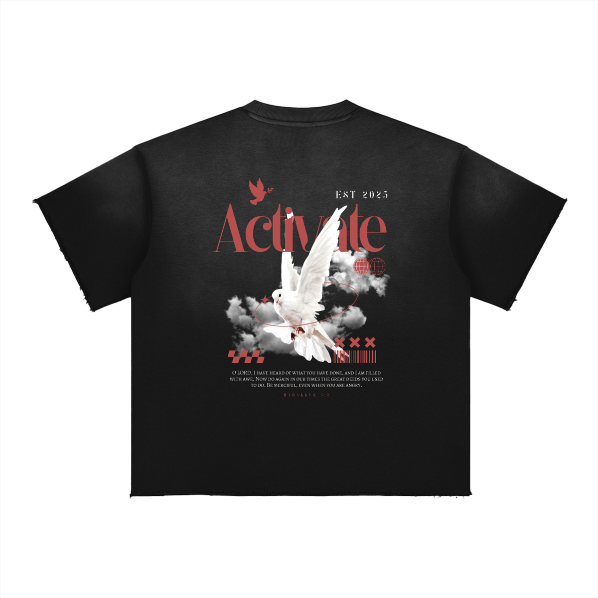 Activate Faded Raw Edge T-Shirt (Black, Dark Gray, Navy Blue, Green)