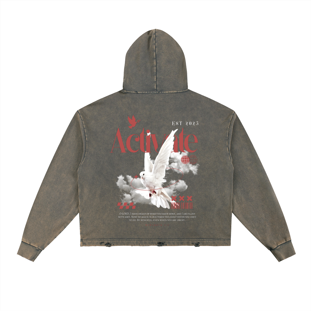 Activate Frayed-Hem Hoodie (Black, Gray, Blue)