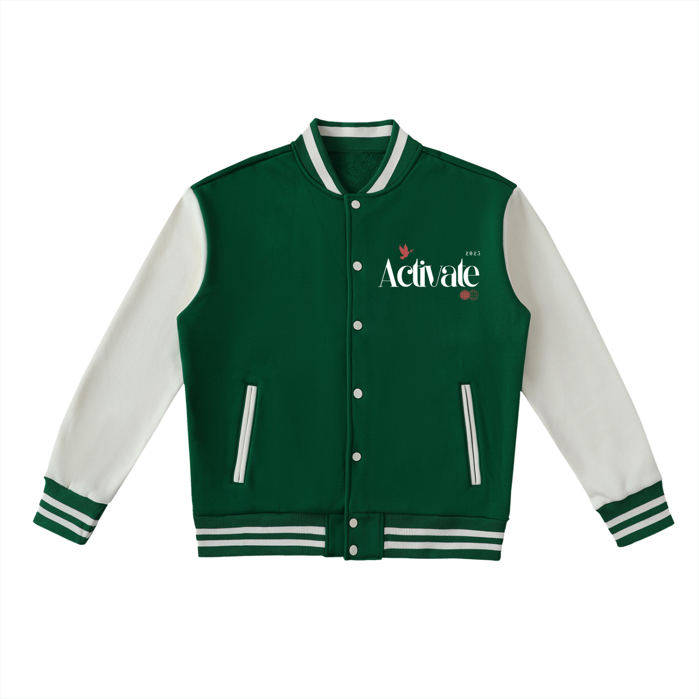 Two-Tone Fleeced Varsity Jacket