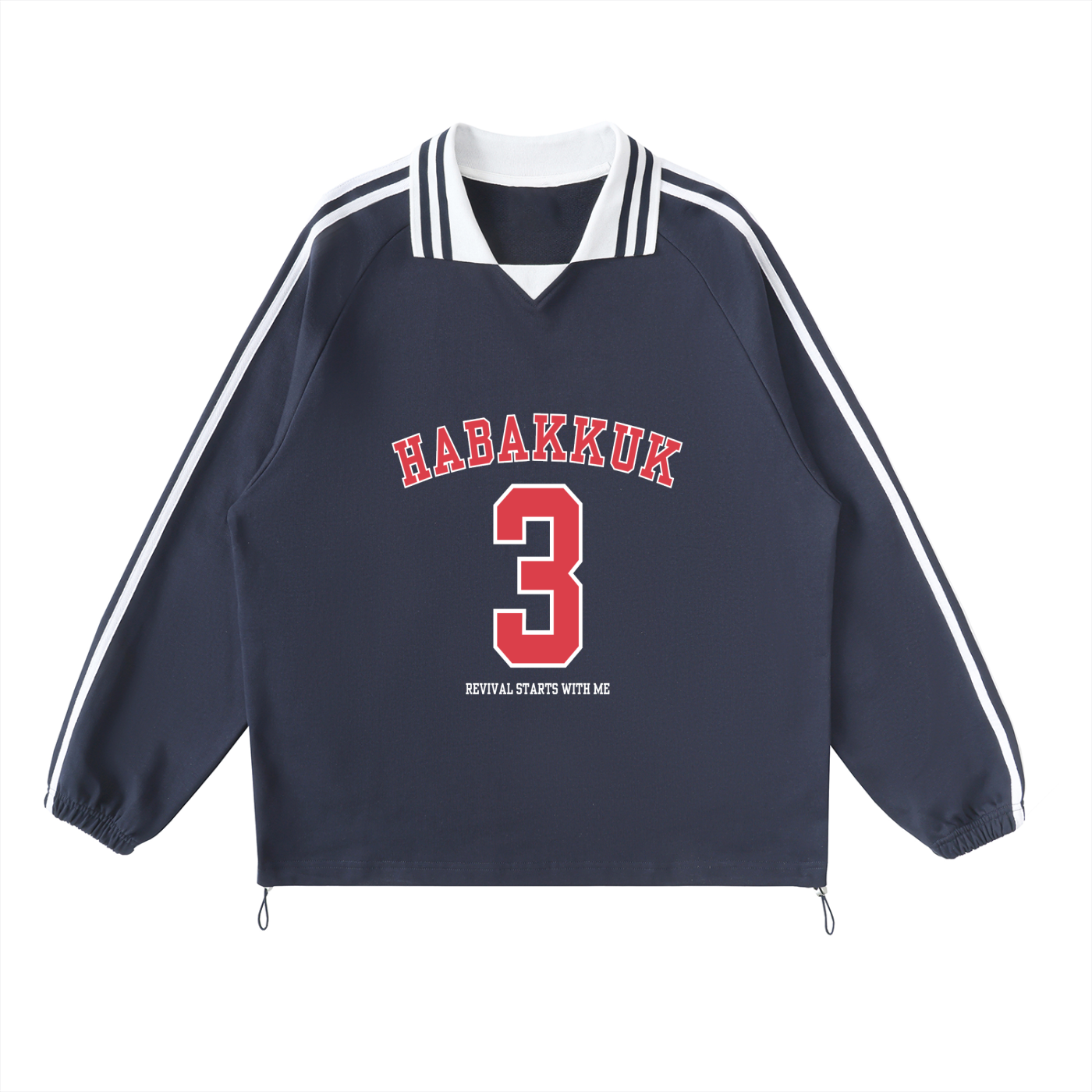 Contrast Striped Lapel Collar Sweatshirt