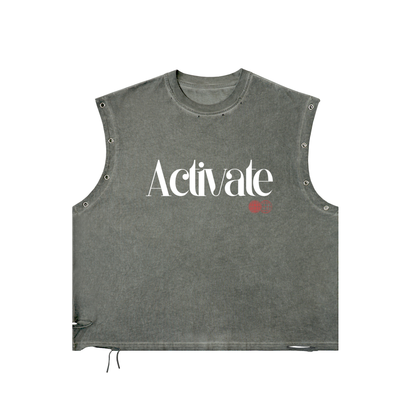 Distressed Grommet Eyelet Tank Top