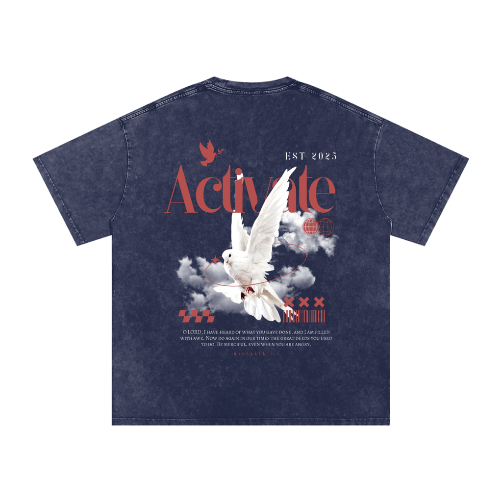 Activate Acid Wash Oversize T-Shirt (Royal Blue, Dark Blue, Black)