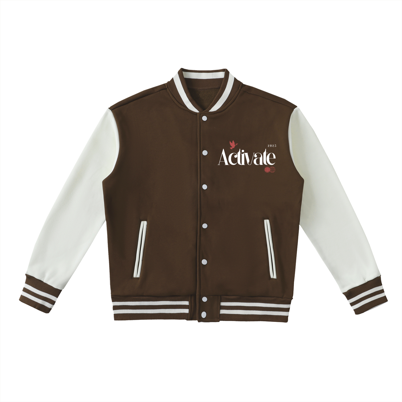Two-Tone Fleeced Varsity Jacket