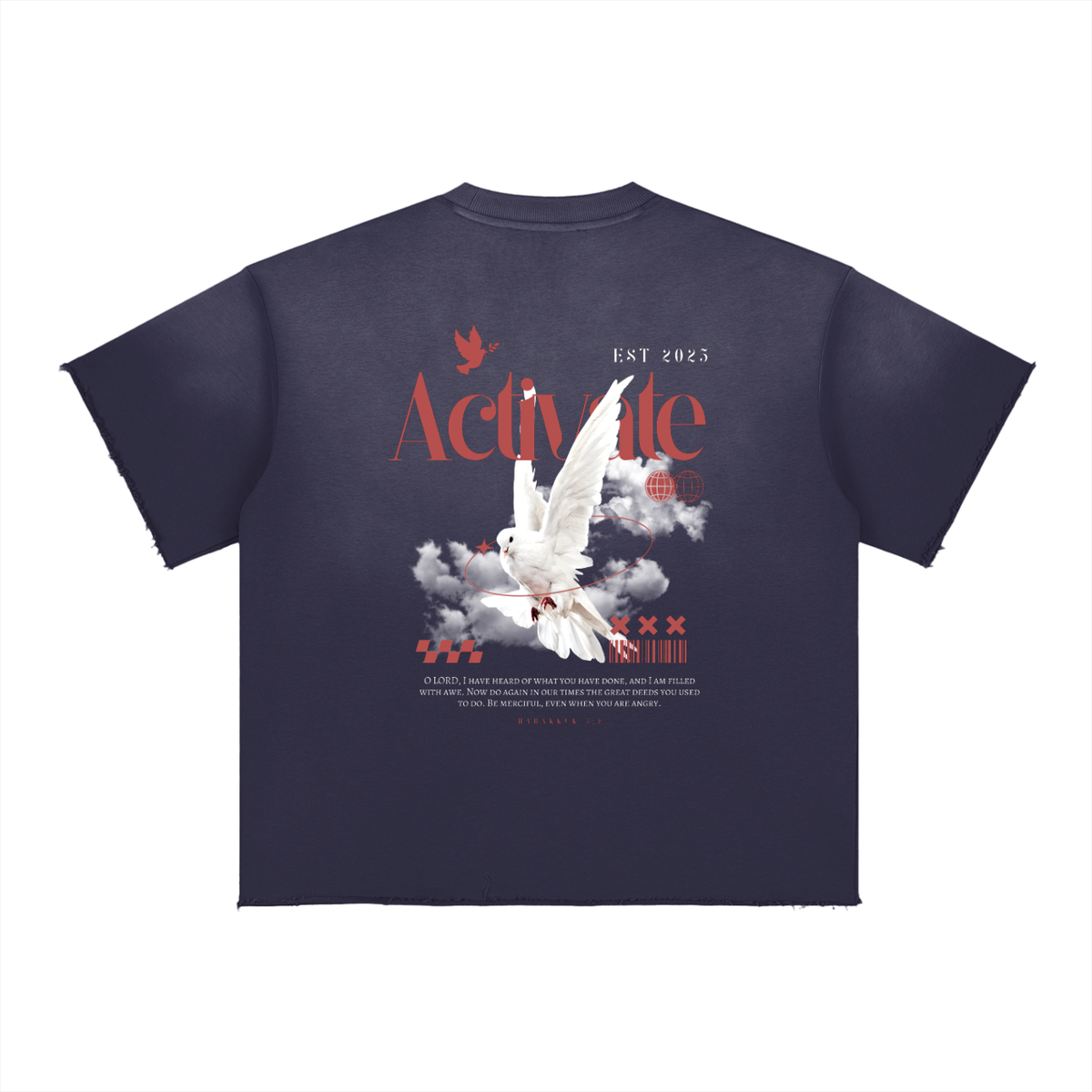 Activate Faded Raw Edge T-Shirt (Black, Dark Gray, Navy Blue, Green)