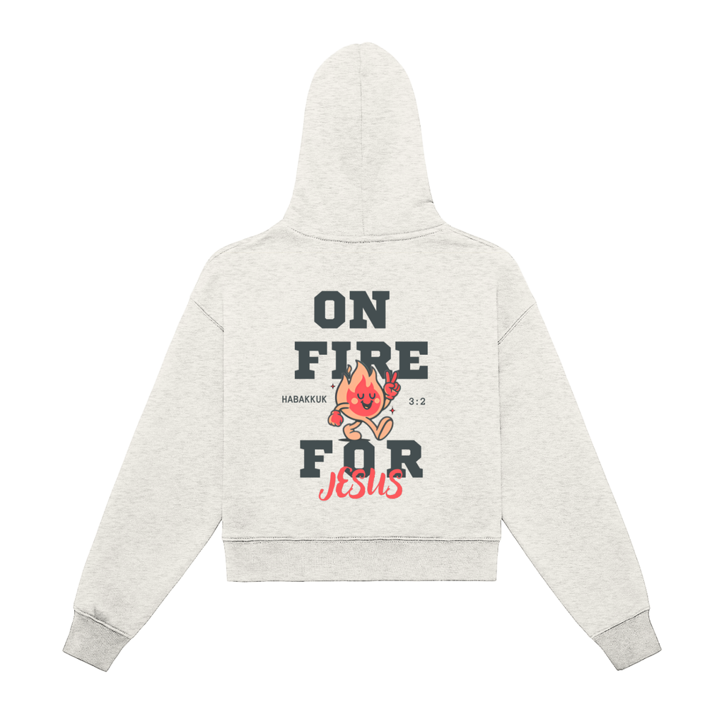 Fleeced Zip-Up Cropped Hoodie