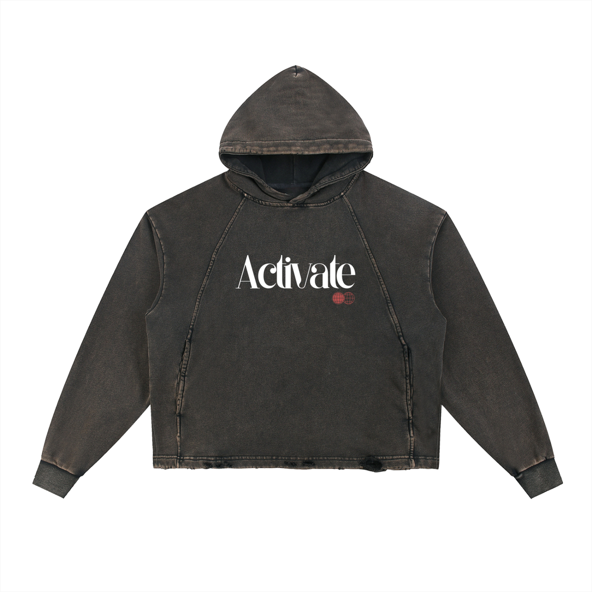 Activate Frayed-Hem Hoodie (Black, Gray, Blue)