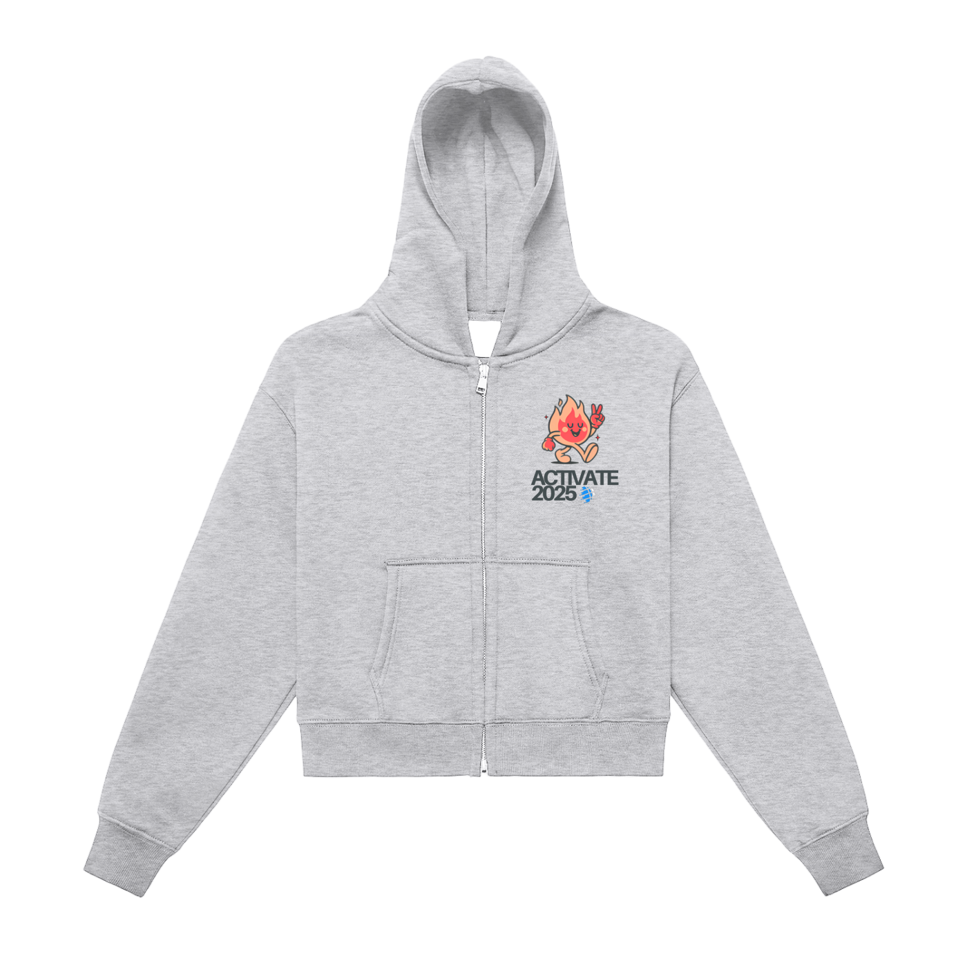 Fleeced Zip-Up Cropped Hoodie