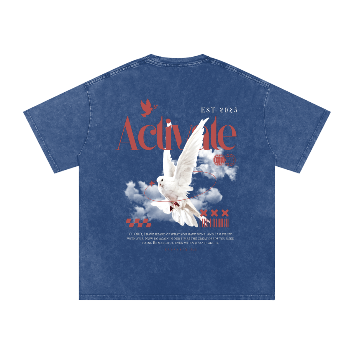 Activate Acid Wash Oversize T-Shirt (Royal Blue, Dark Blue, Black)