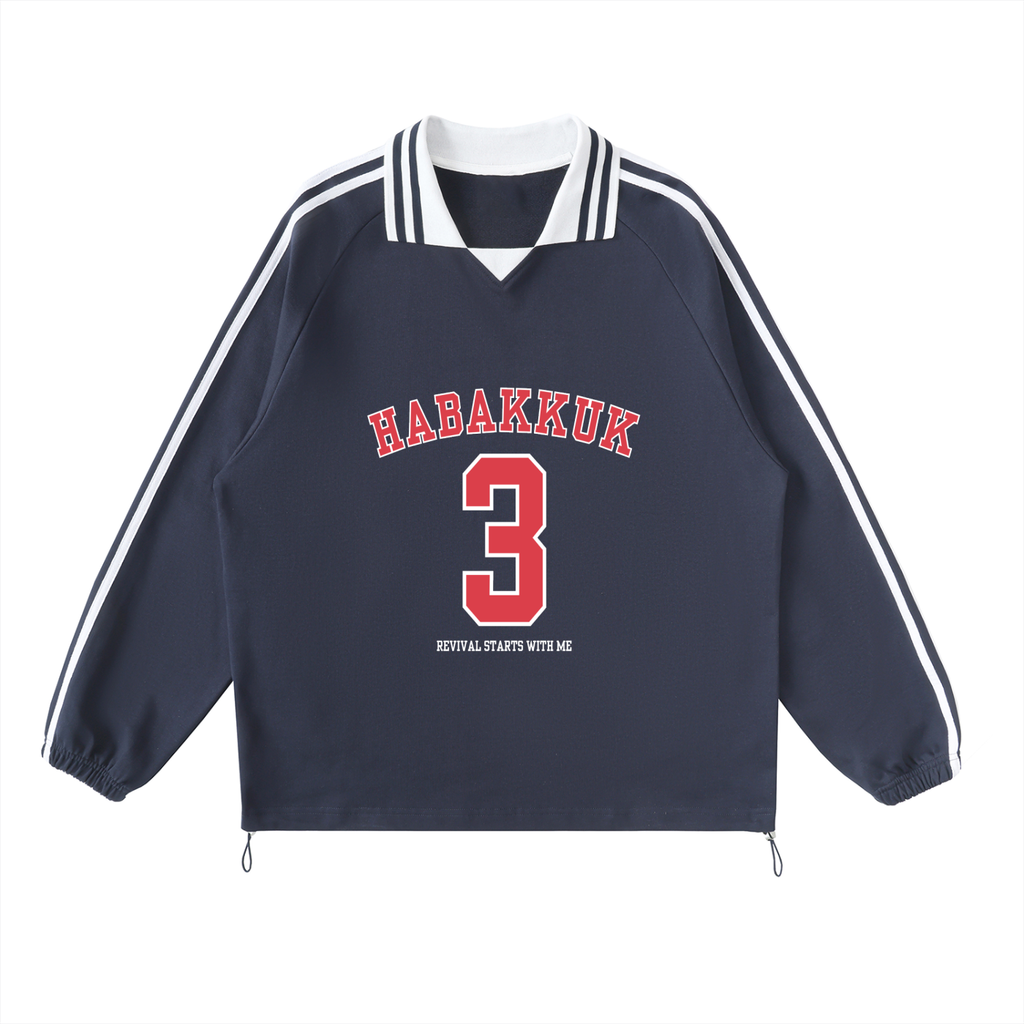 Habakkuk 3 Collared Sweatshirt (Black, Royal Blue)
