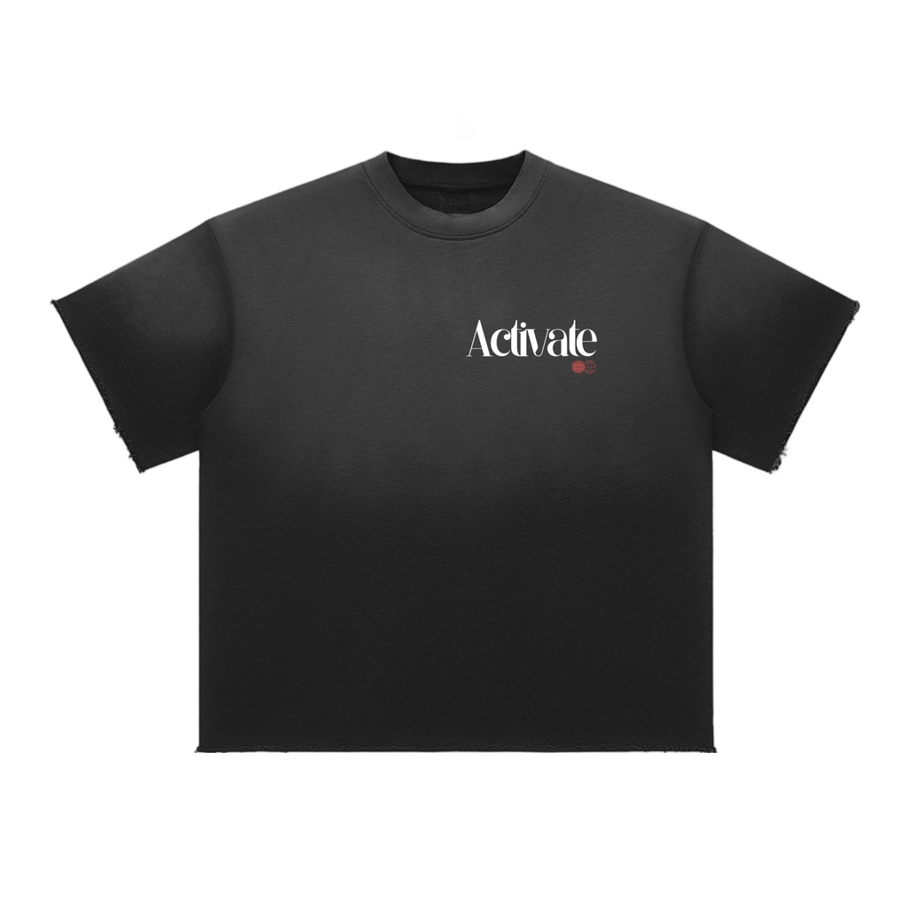 Activate Faded Raw Edge T-Shirt (Black, Dark Gray, Navy Blue, Green)