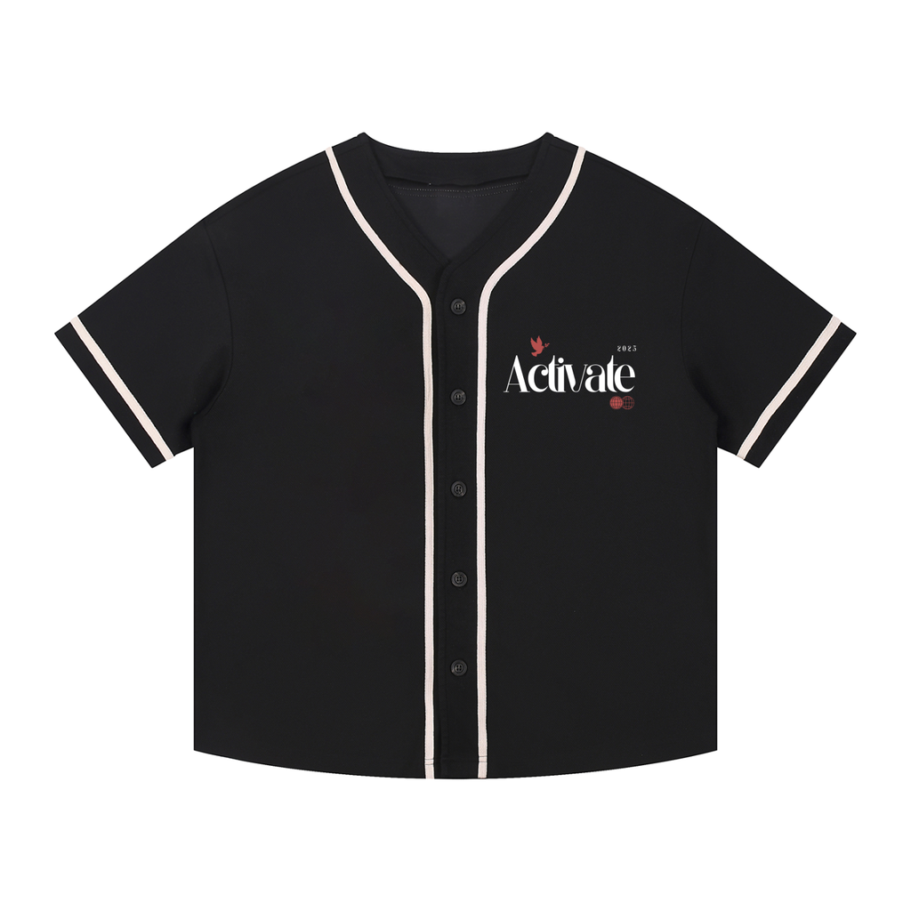 Contrast Piped Button-Up Jersey